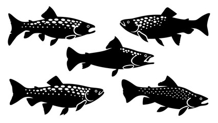 Set of modern illustration of fish
