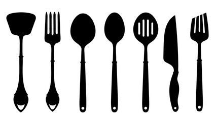 Cutlery set silhouette kitchen silhouette set