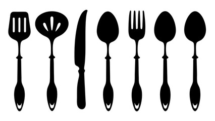 Cutlery set silhouette kitchen silhouette set
