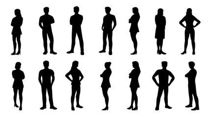 silhouette of large group of people