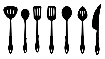Cutlery set silhouette kitchen silhouette set