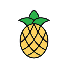Color pineapple icon for summer food, juice apps, and fresh fruit content.