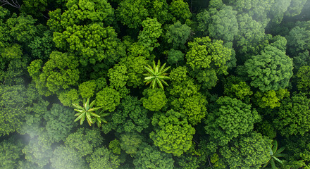 Fototapeta premium Lush Green Canopy Aerial View Tropical Rainforest Nature