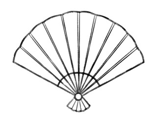 水彩風かわいい扇子線画