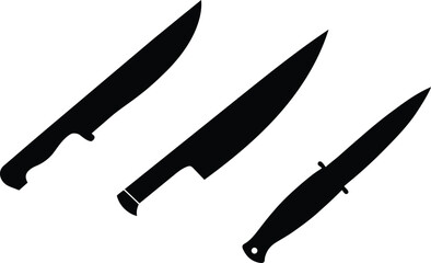 machete knife set vector silhouette vector