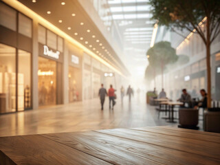 Fototapeta premium Bright and modern mall environment, rendered with soft focus and prominent light effects