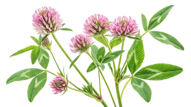 Herbal medicine plant Trifolium pratense or Red clover isolated on white or transparent background