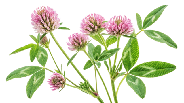 Herbal medicine plant Trifolium pratense or Red clover isolated on white or transparent background