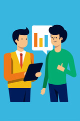 Fototapeta premium Business people team up for success: a vector cartoon illustration of a businessman and businesswoman in suits shaking hands
