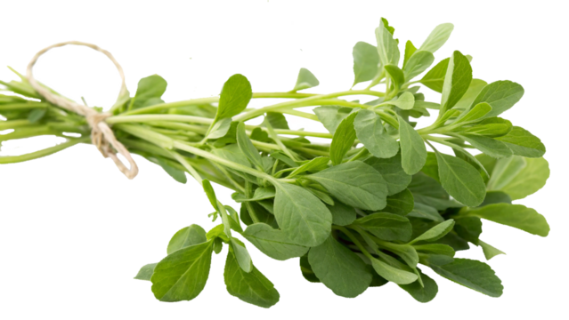 Herbal medicine plant Trigonella foenum-graecum or Fenugreek isolated on white or transparent background