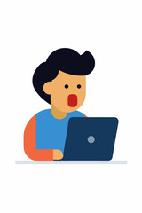 Astonished Man Using Laptop A Surprised Reaction to Online Content