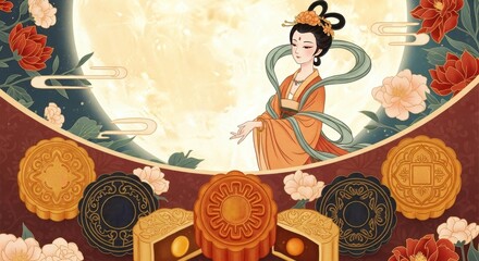Ancient Style Chang'e and Mooncake Illustration Packaging