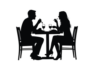 silhouette of man and woman having dinner
