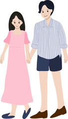 산책하는 커플 남녀