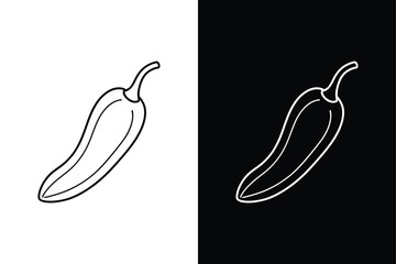 Chili Pepper Line Art Icon. Editable Stroke Vector Design in Black and White