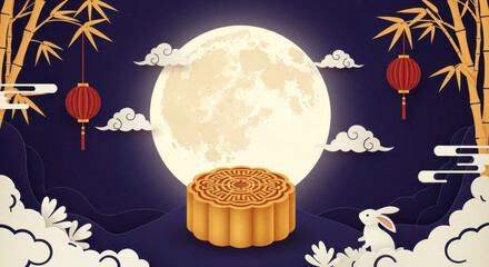Mid-Autumn Festival Full Moon Cake Illustration
