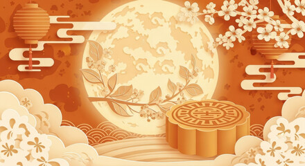Mid-Autumn Festival themed Chinese style illustration