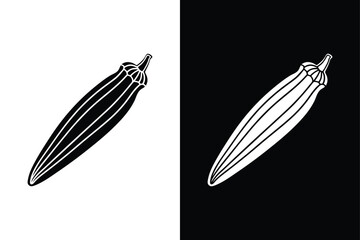Okra Silhouette Icon. Editable Vector for Food and Vegetable Graphics