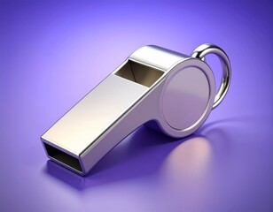 Modern Silver Whistle with Classic Shape Against a Soft Background