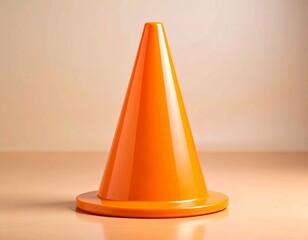 Vibrant Orange Training Cone with Simple Design on a Soft Background