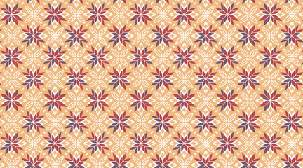Vintage Folk Art Style Decorative Floral Tile Pattern