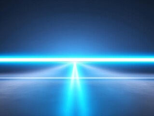 Naklejka premium A vibrant blue laser light beam shining on a smooth surface.