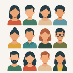 Set Vector People avatar flat design vector collection.