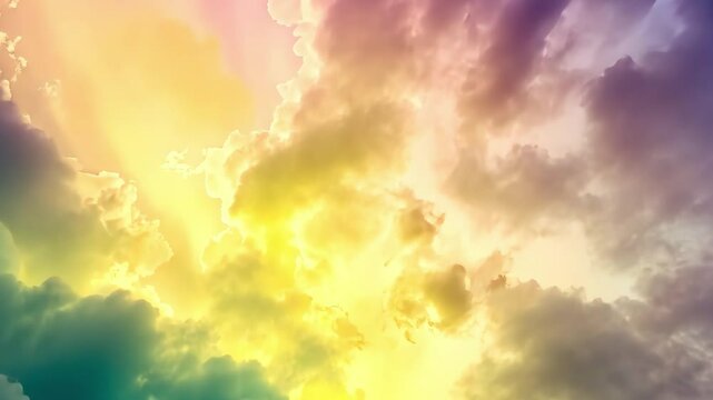 Nacreous prism colored clouds creating a vibrant vertical time lapse display at sunset, Nacreous prism colored clouds vertical time lapse