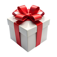 Elegant White Gift Box with Red Ribbon &ndash; Celebration Ready