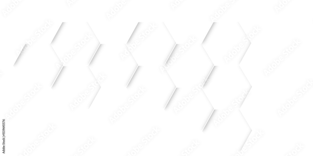Poster abstract white background with white hexagonal shapes and subtle shadow effects. a clean and modern 