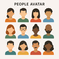 Set Vector People avatar flat design vector collection.