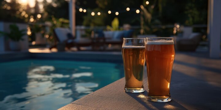 Craft Beer and Sunset Poolside Relaxation in Artisan Taproom