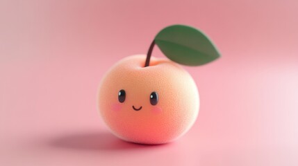 Cute peach fruit 3D model