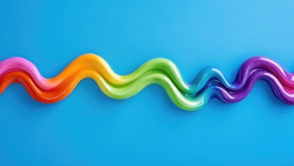 Colorful wavy liquid forms on a blue surface