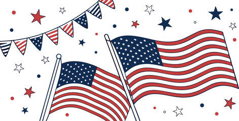 Obraz premium Patriotic American flag background for independence day celebration with stars and stripes design
