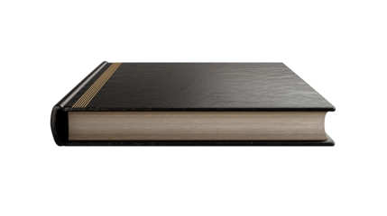 Black binder album with gold stripe on spine and no background  