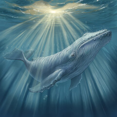 Whale, A humpback whale breaches off the coast	