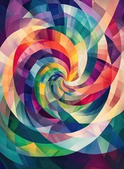 Fototapeta premium Vibrant, swirling, abstract pattern of colorful, polygonal shapes