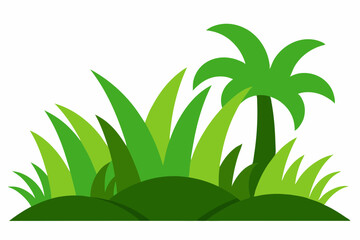 Cartoon palm tree and grassy landscape illustration