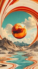 Vintage Planet Painting on Water