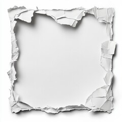 Obraz premium Square torn white paper with rough edges and empty space in center