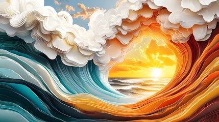 "Sunset Wave Painting"