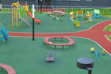 Safe playground for children with various structures for the development of young children.
