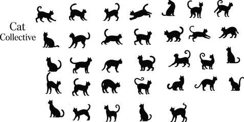Cat Silhouette Collection: Dynamic Poses and Styles for Design Projects