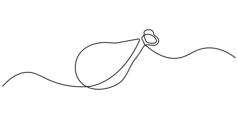 Chicken hindquarter one line continuous drawing. Fresh chicken meat continuous one line illustration. Vector minimalist linear illustration, Fried Chicken Single Line Icon, One Continuous Line Drawing