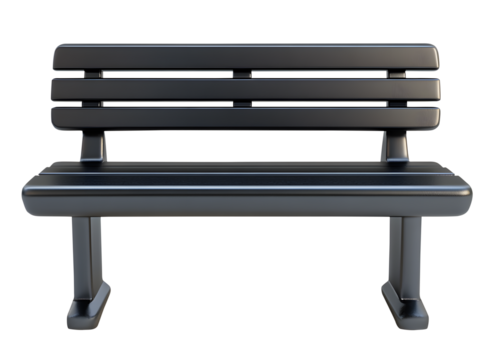 Black park bench 3D illustration sideline bench png Plastic park bench png Sleek furniture render Athletic facility bench png isolated on transparent