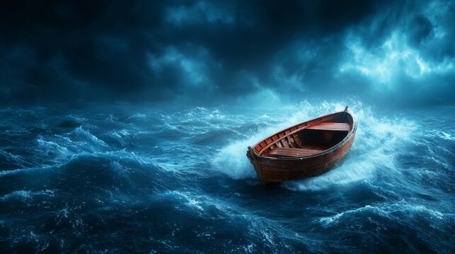 A spy driving a boat across rough waters during escape