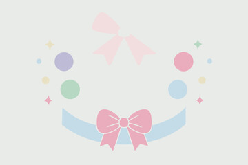 Pastel Bow and Ribbon Wreath Elegant Design Element for Invitations and Cards