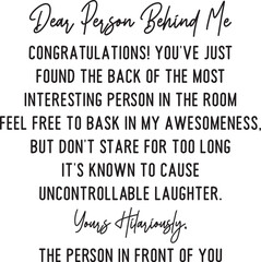 Dear Person Behind Me Hilarious Back-of-the-Room Humor