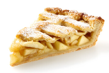 Slice of Apple Pie with Lattice Crust Isolated On White